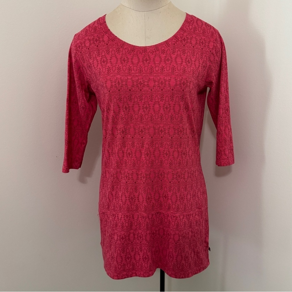 Toad & Co XS Tunic Top ~ Pink Red Pockets Organic Cotton Boho Aztec Tribal